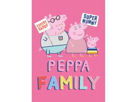 Różowy kocyk dziecięcy Peppa Pig Family