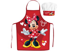 Fartuch dziecięcy z czapką Minnie Mouse Red Hearts